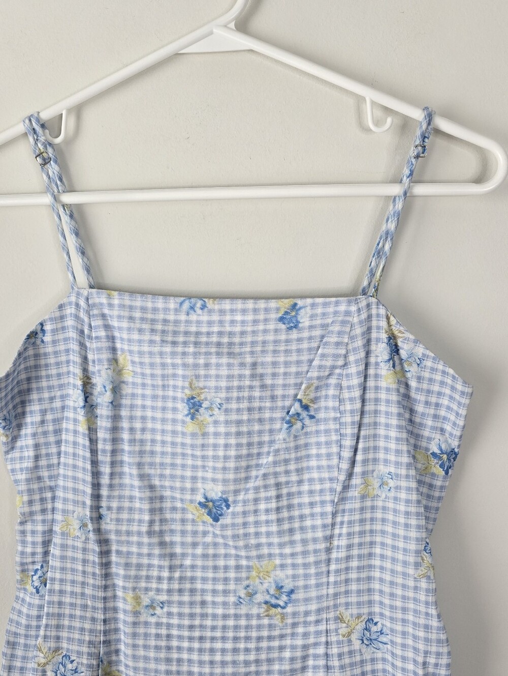 Majorelle Pearson Mini Dress Linen Blend Polly Gingham Print S Floral - Picture 5 of 14